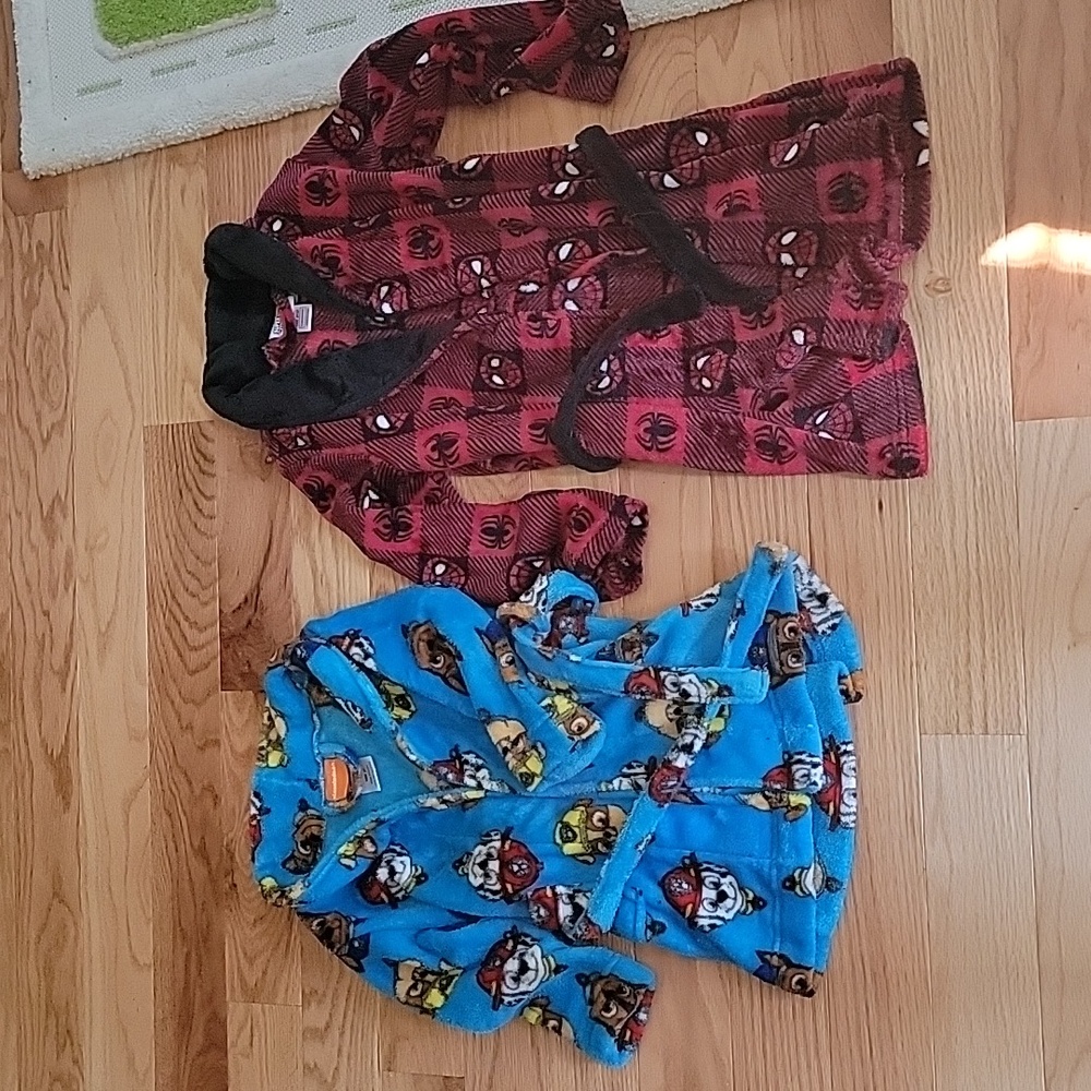 Toddler boys Paw Patrol and Spiderman robes